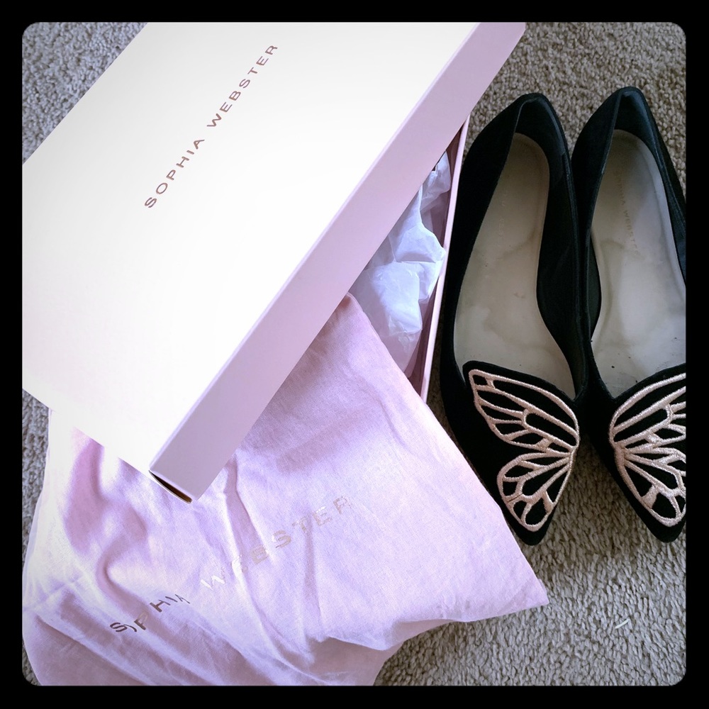 Sophia Webster Bibi Butterfly flats in black!